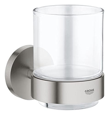 GROHE Start - Glas mit Halter (Material: Glas/ Metall, verdeckte Befestigung, langlebig), supersteel, 41194DC0 im Sale